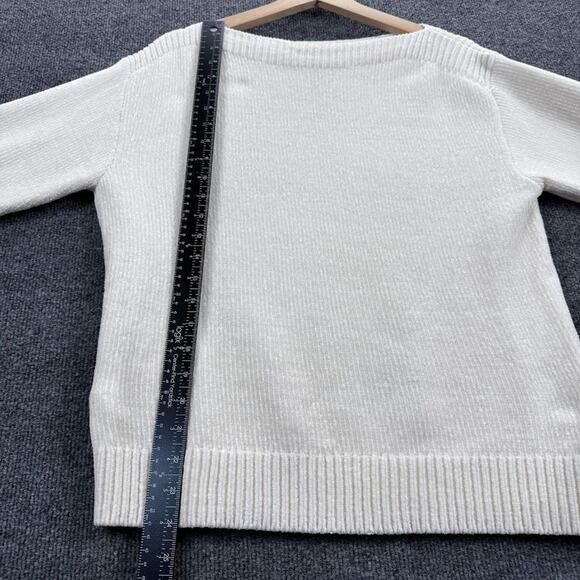 Tommy Bahama Sweater Womens Small Ivory Pullover Soft Solid Knit Polyester Cozy - Picture 4 of 12